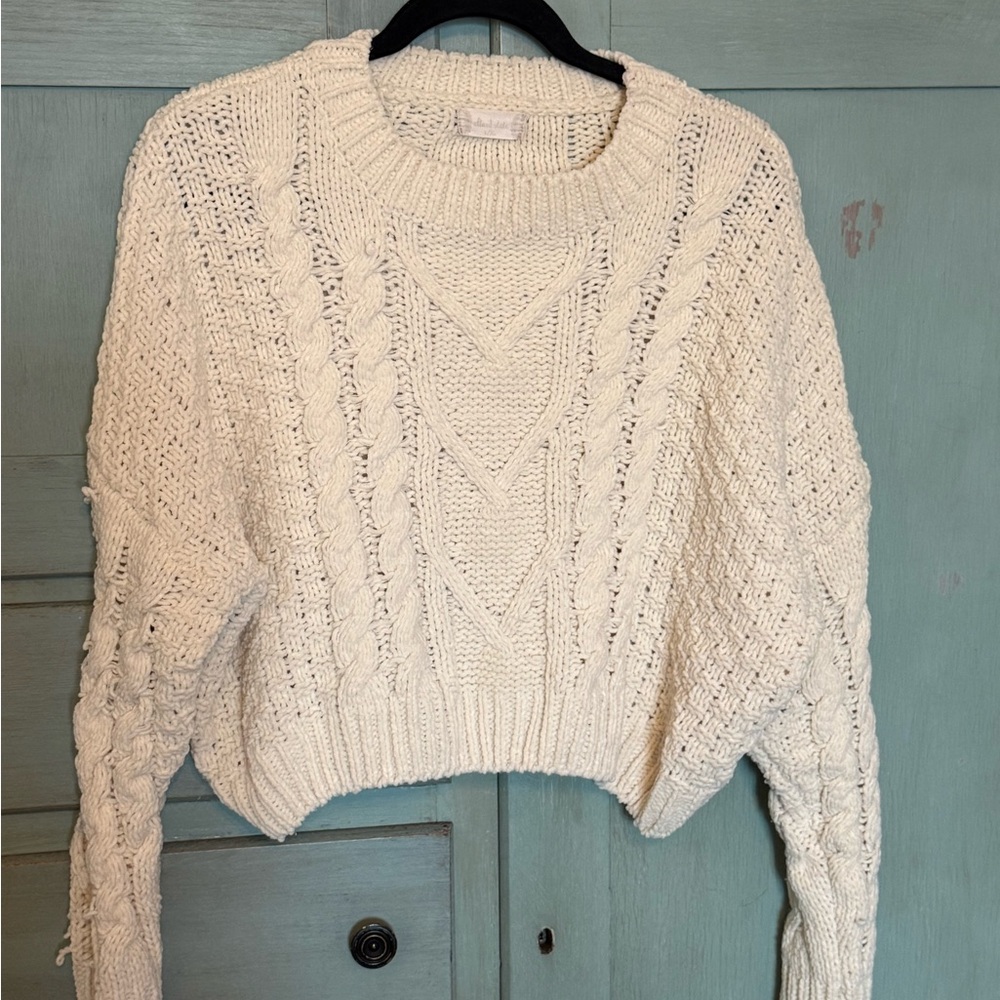 Altar'd State Cream Cable Knit‎ Crop Sweater